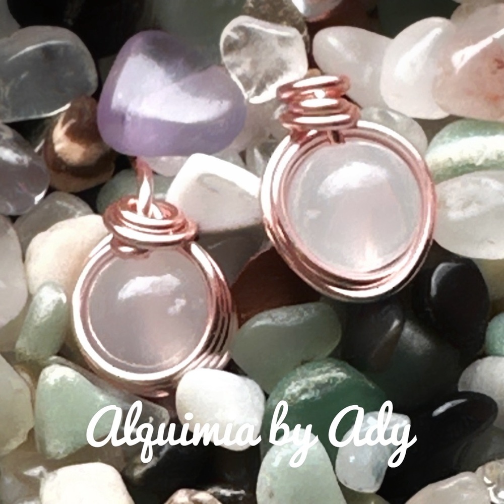 Alquimia selenite and Rose Gold Wire Earrings